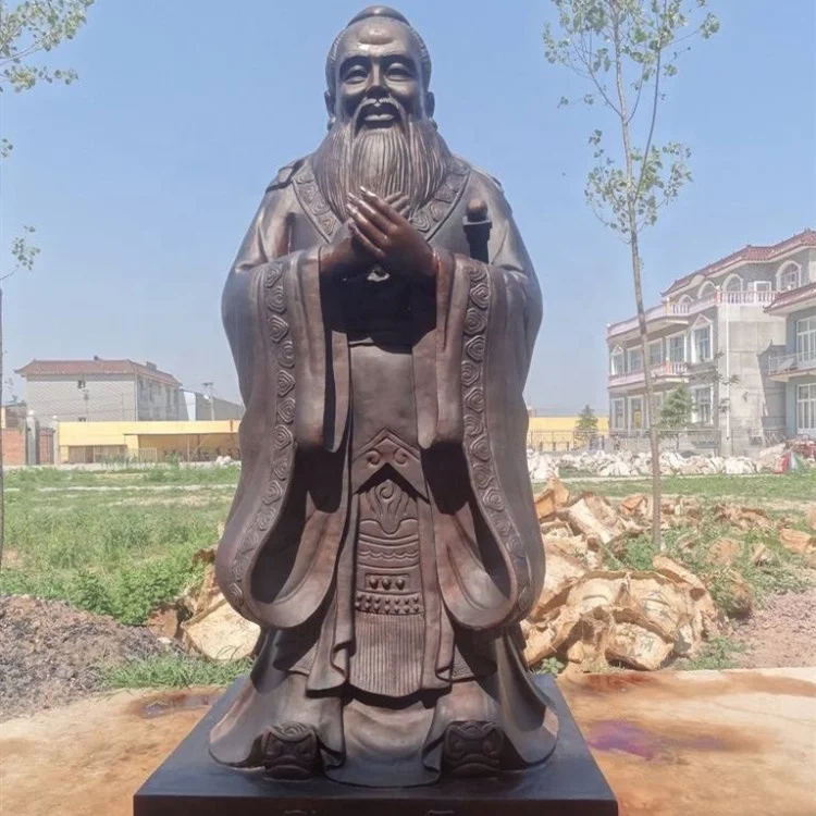 中国古董・ブロンズ「古将軍銅像」精美彫刻 中国古代の有名な真鍮の男像ブロンズ孔子彫刻磨かれた金属技術