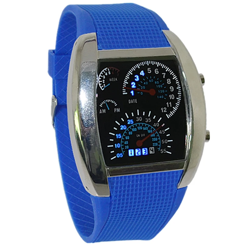 Men's black rubber speedometer digital wrist led watches online