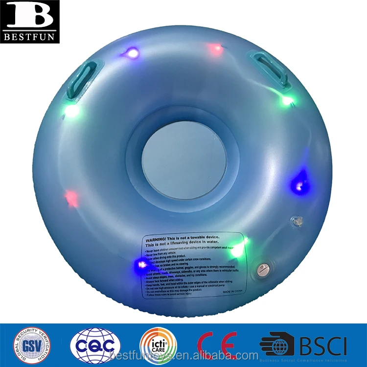 Thick PVC LED Inflatable River Lounger - Lighted Pool Float Lounge Chair with Durable Plastic Raft for Water Swimming