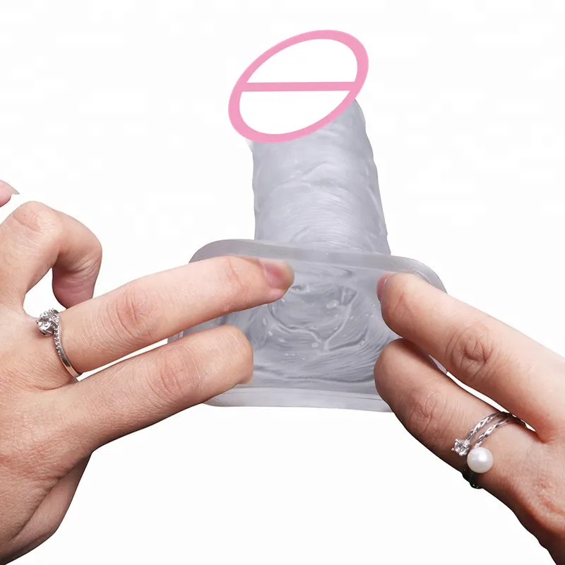Reusable Transparent Condom Long Lasting Particles Penis Sleeve TPE Penis Extender