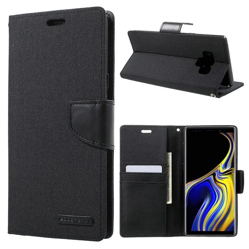 GSCASE Factory Price Mercury Goospery Canvas Diary Leather Cover Flip Cases for Samsung Galaxy S24 Ultra