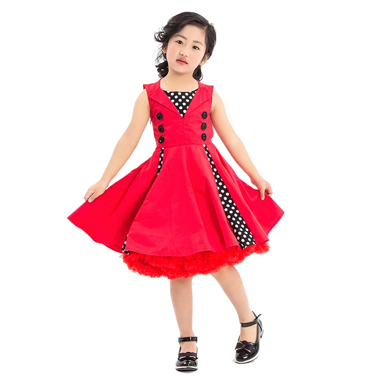 OEM Baby Girl Dress 1950s Dress Party Wear Kids Vintage Dresses for Girls  Children Summer OEM Service Medium Sleeveless Formal