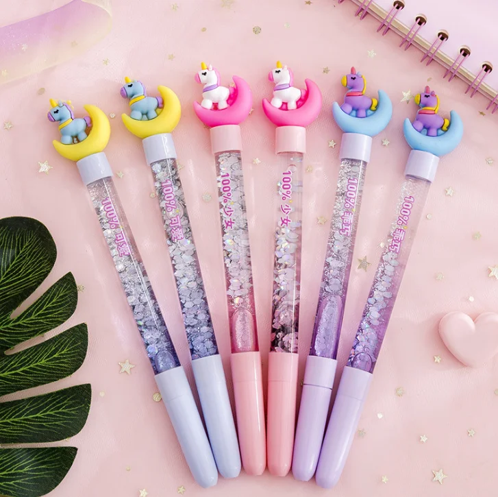 
 Корейская творческая волшебная палочка в масле, зыбучий песок, ослепляющая цветная сыпучий песок, Студенческая луна, единорог, блестящая нейтральная ручка  