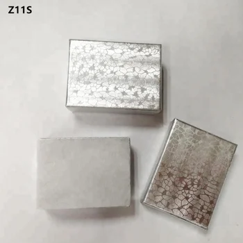 Z11S Cotton Filled Silver Foil Boxes 1 3/4x1 1/8x5/8&quot; Silver Jewelry Box