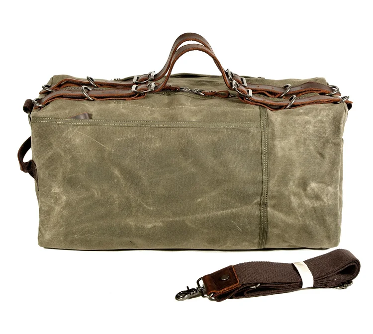 Vintage Genuine Leather With Canvas Weekend Mens Gym Canvas Custom duffle bag