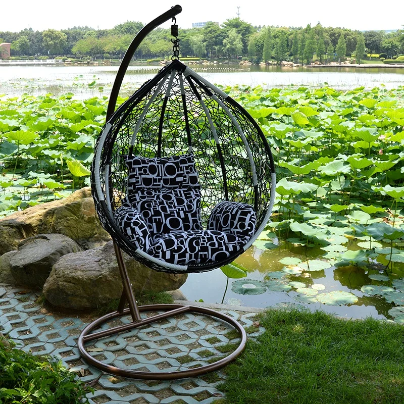 Подвесное кресло-качели из ротанга в форме яйца, гамак, садовое кресло-качели, кресло для отдыха
