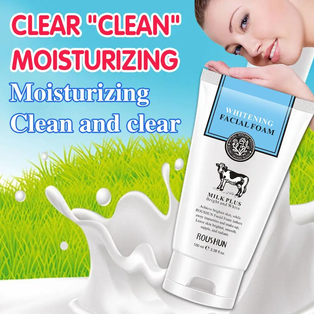 ROUSHUN  Milk  Whitening Facial Foam Wash Cleanser