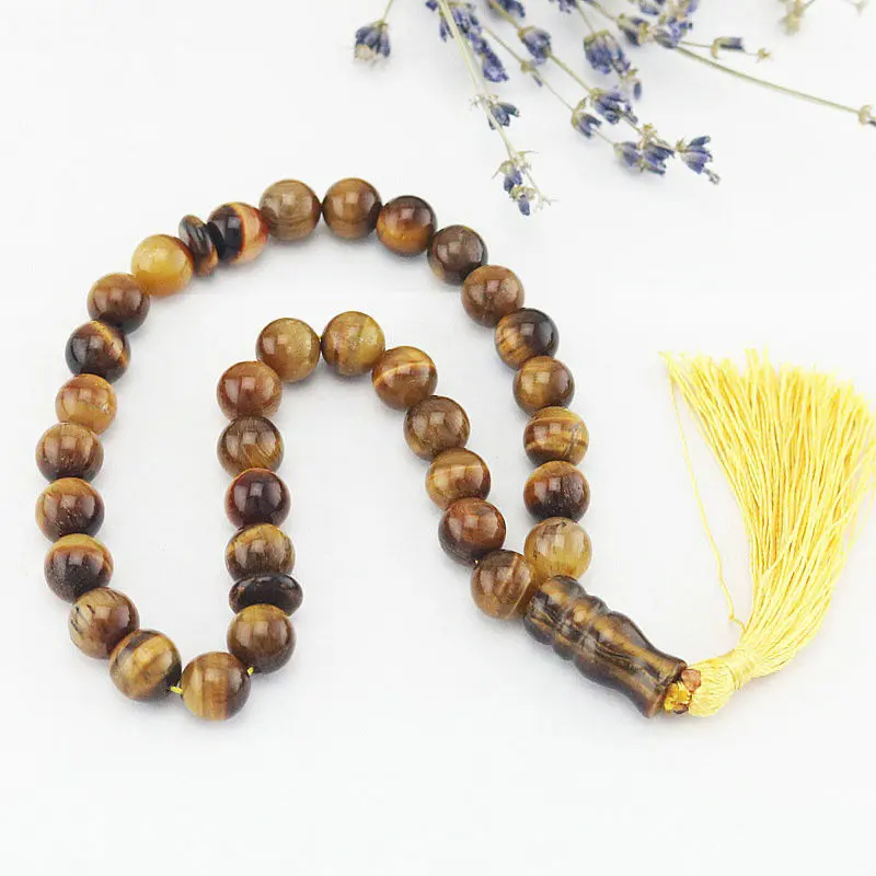 12mm natural tiger eye stone tassel