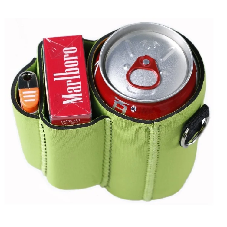 beer and cigarette holder Custom Insulated Beer Can Holder with Pockets for Cigarettes
