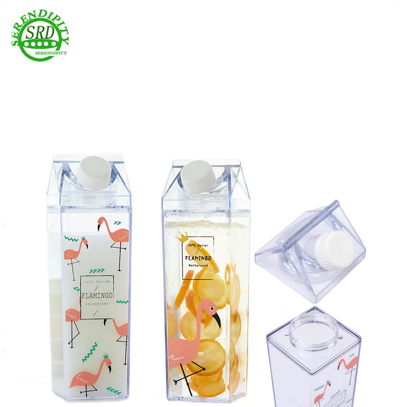 500ml Rectangle Transparent Milk Carton Shaped Plastic Water Bottle Wholesale