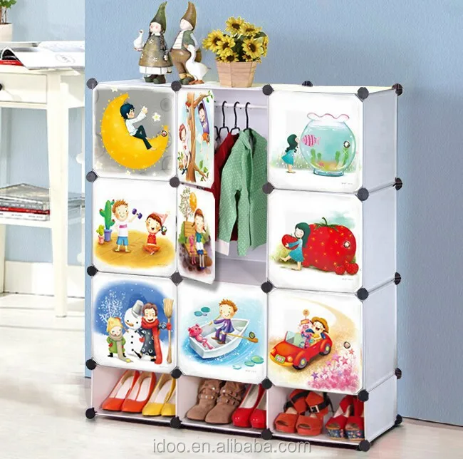 Новый мультяшный дизайн, гардероб для детей, портативный складной шкаф, красивый мультяшный гардероб