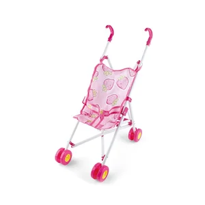 Pink Light Metal Doll Carriage Foldable Stroller Pram Toy Cart for Doll