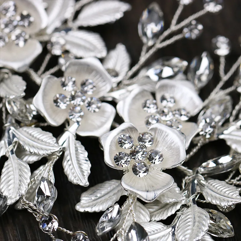 HSS6110 серебряный цвет небольшой цветок свадебные аксессуары для волос Кристальные бусины Свадебные ювелирные изделия головная повязка для волос