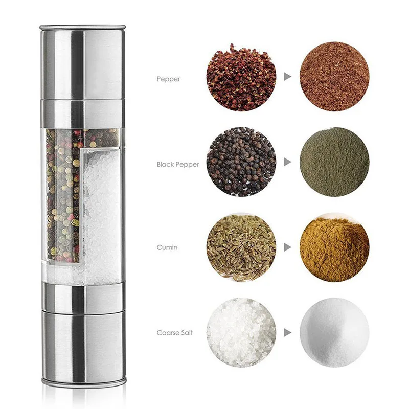Manual Salt & Pepper Mill Grinder 2 1 Combo Stainless Steel Adjustable Coarseness Eco-Friendly OCPO Brand for Professional Chefs