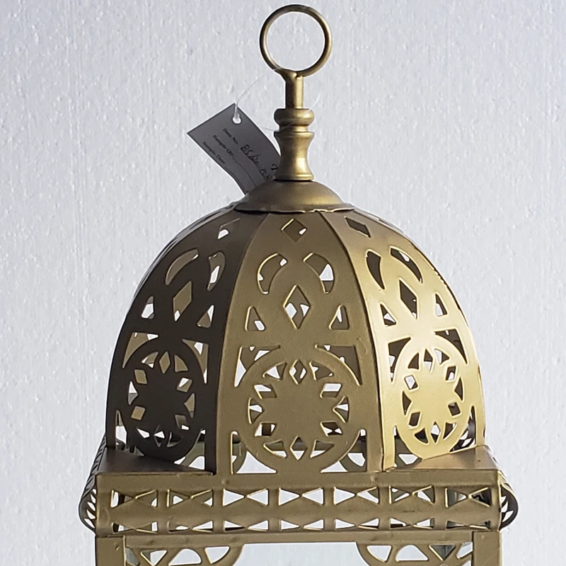 Iron Metal Gold Moroccan hollow LED Lantern For Home or Festival Decoration