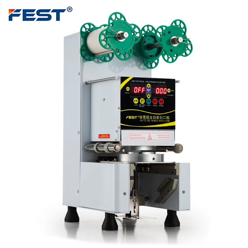FEST CE Automatic Bubble Sealing Machines Milk Tea 110V/220V Boba Paper Plastic Cup Sealer Machine - Image 6