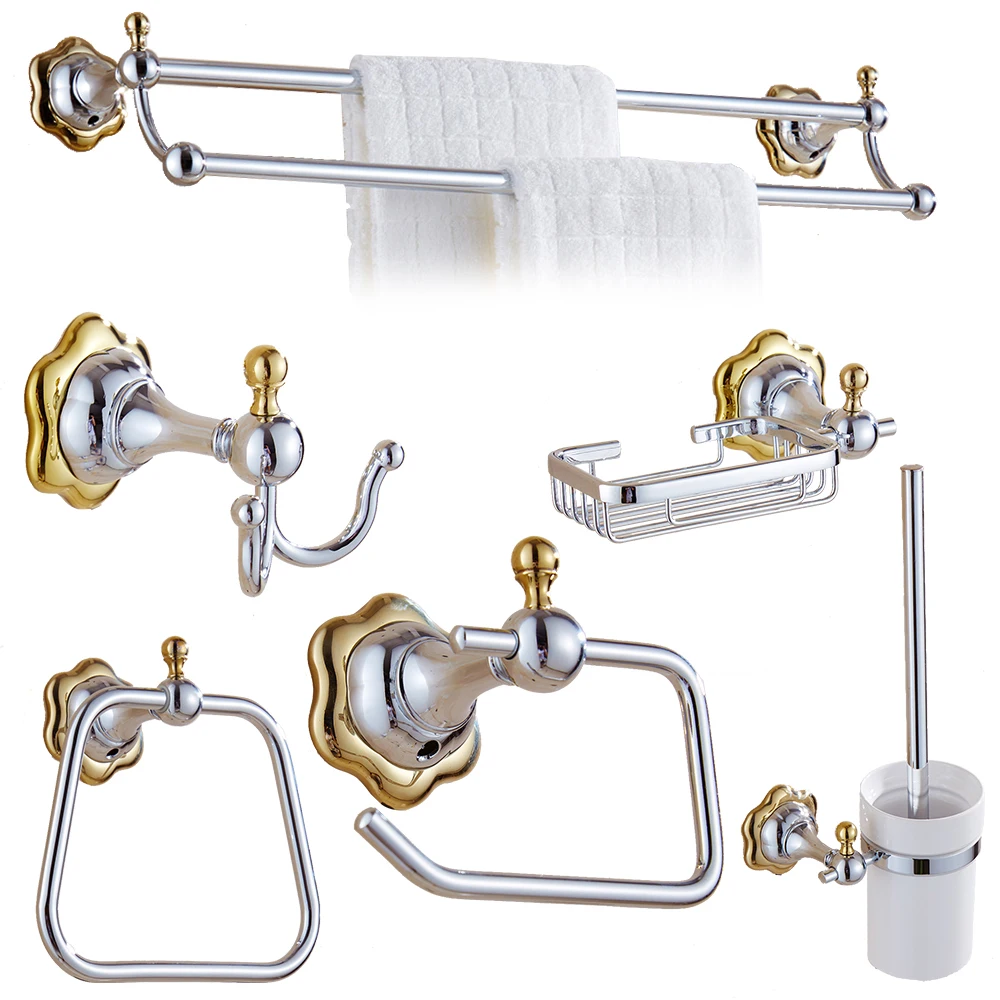Gold Bathroom Hardware Unique Black Beautiful Crystal Decoration Luxury Gold Bathroom Hardware Hanger Set Towel Rack