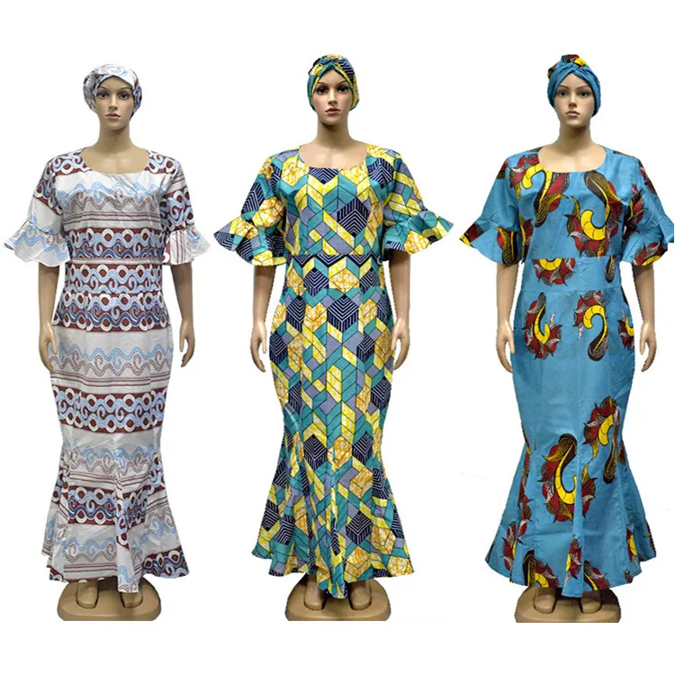 Платье Queency с шарфом на заказ, африканская традиционная одежда с принтом Анкары, восковое Макси-платье