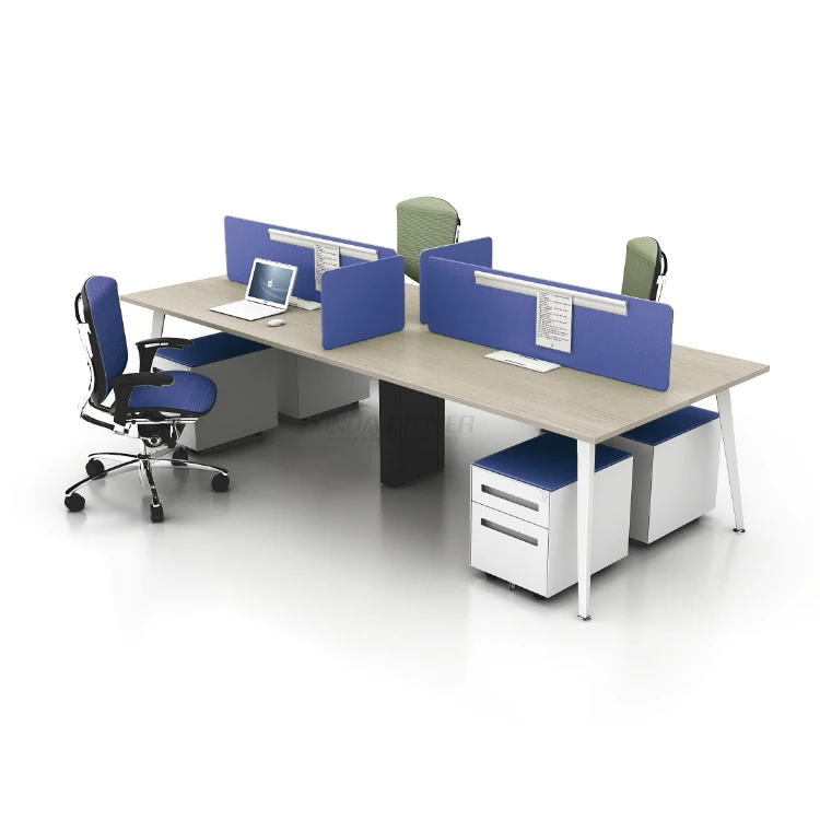 Four Person Modern Acrylic Divider Office Workstation, #AL-OPN