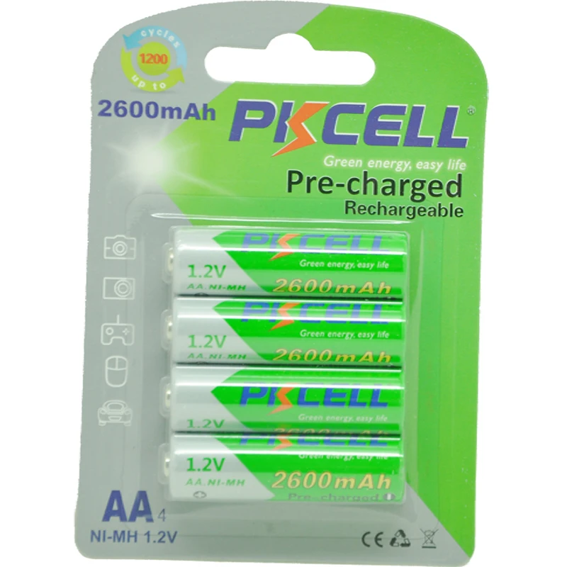 PKCELL 1.2V nimh rechargeable battery aa 2600mAh