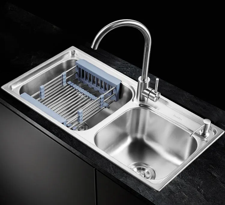 
 Большая кухонная раковина из нержавеющей стали с двойной чашей и сушилкой из Шри-Ланки  