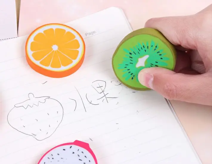 Stationery Cute Kawaii Rubber School Eraser Fruit Shape Pencil Erasers for Kids School Office Supplies