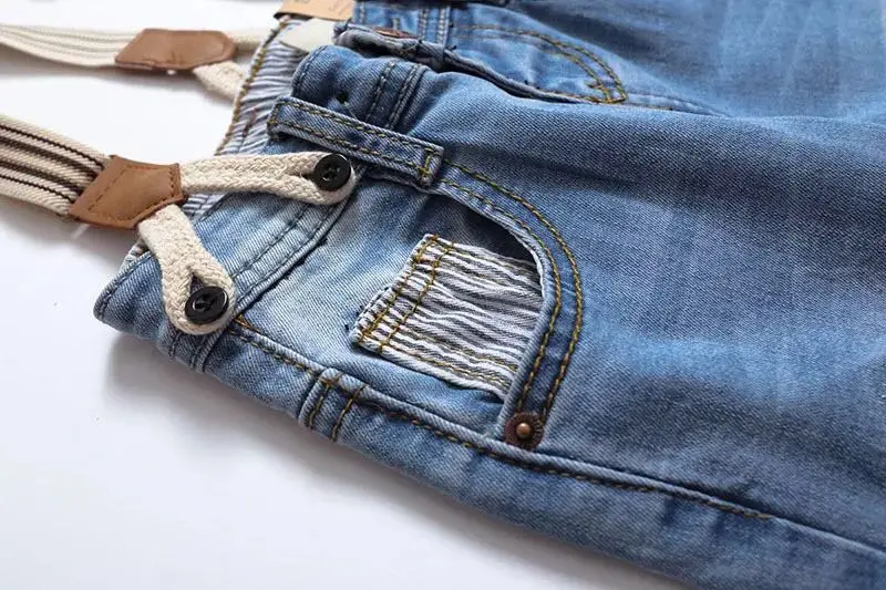 Джинсовые брюки для мальчиков P0226 с ремешками для зимней и осенней одежды, детская одежда