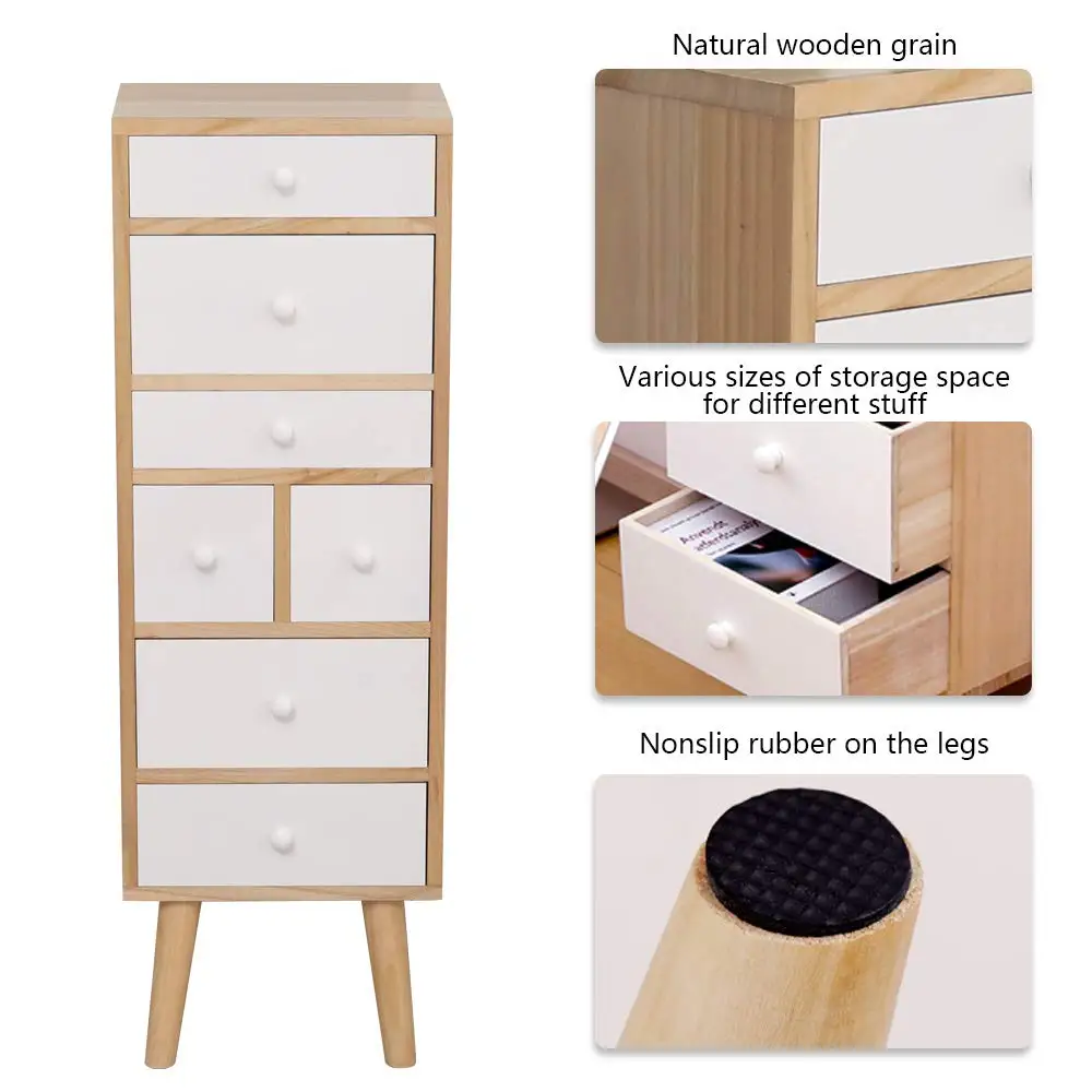 Деревянный Комод с ящиками белый шкаф боковой для хранения 7 спальни прихожей и гостиной