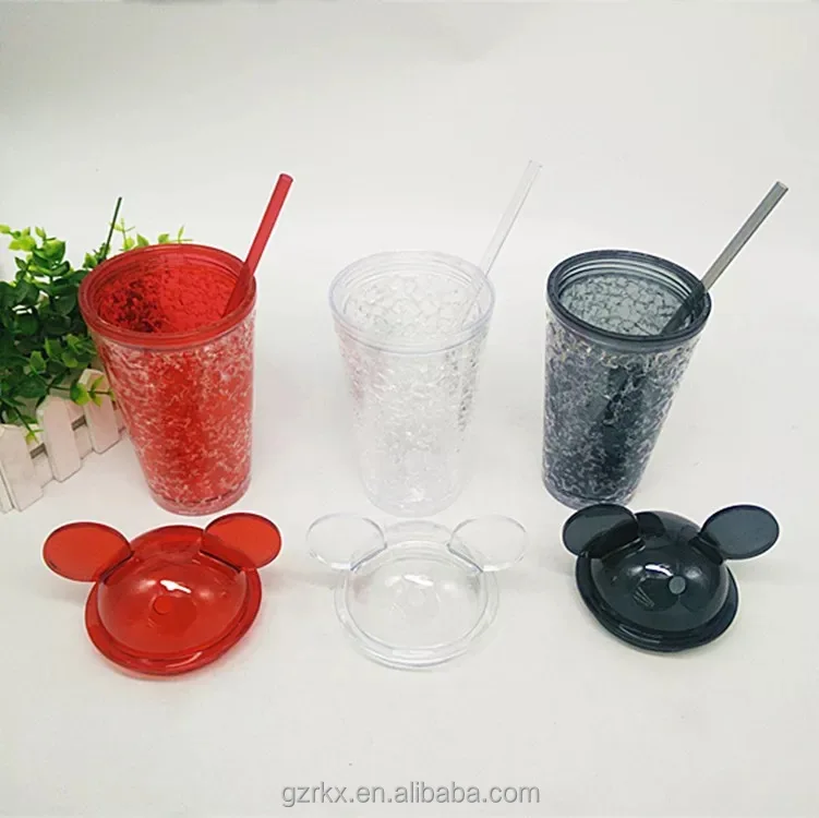 Colour Crystal Freezer Travel Tumbler, Plastic Double Wall Gel