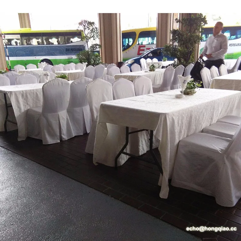 Top Seller 200cm Rectangle HDPE Plastic Resin Folding Table with Foldable Steel Legs ODM ZHEJIANG SANMEN HONGQIAO