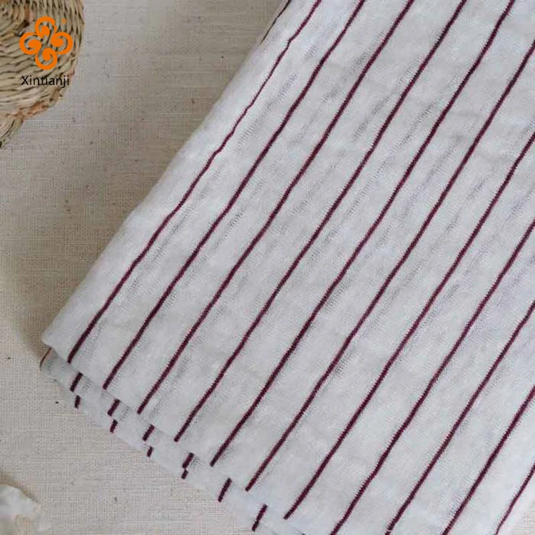 Поставщик 92% лен 8% вискоза полоса ткани для футболка с длинными