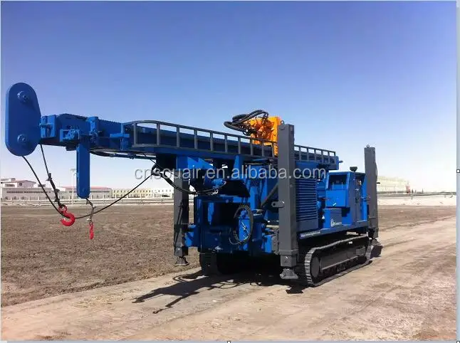 
 Буровая установка HJGW850A гусеничного типа 400-500-600m для водяных скважин, управляемая портативным винтовым воздушным компрессором, 30- 35 бар, быстрая скорость бурения  