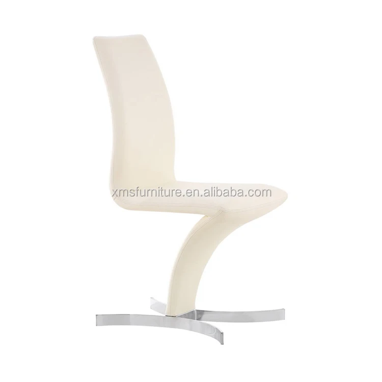 Popular PU Cover Silver Plated Base Comfortable Z Shape Dining Chair