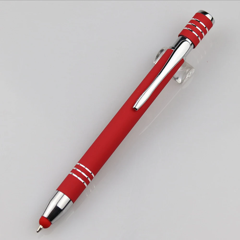New Factory Printing Laser Logo Custom Cheap Promotional Aluminum Click Metal Soft Rubber Coated Ball Pen for Gift