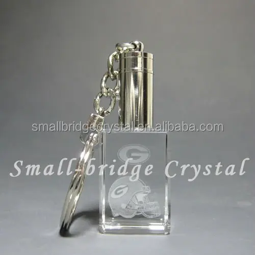 Personalized 3d Laser Engraved Crystal Glass Keychain Gifts