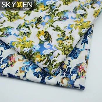 Skygen 100% organic cotton plain weave soft customize animal horse print fabric