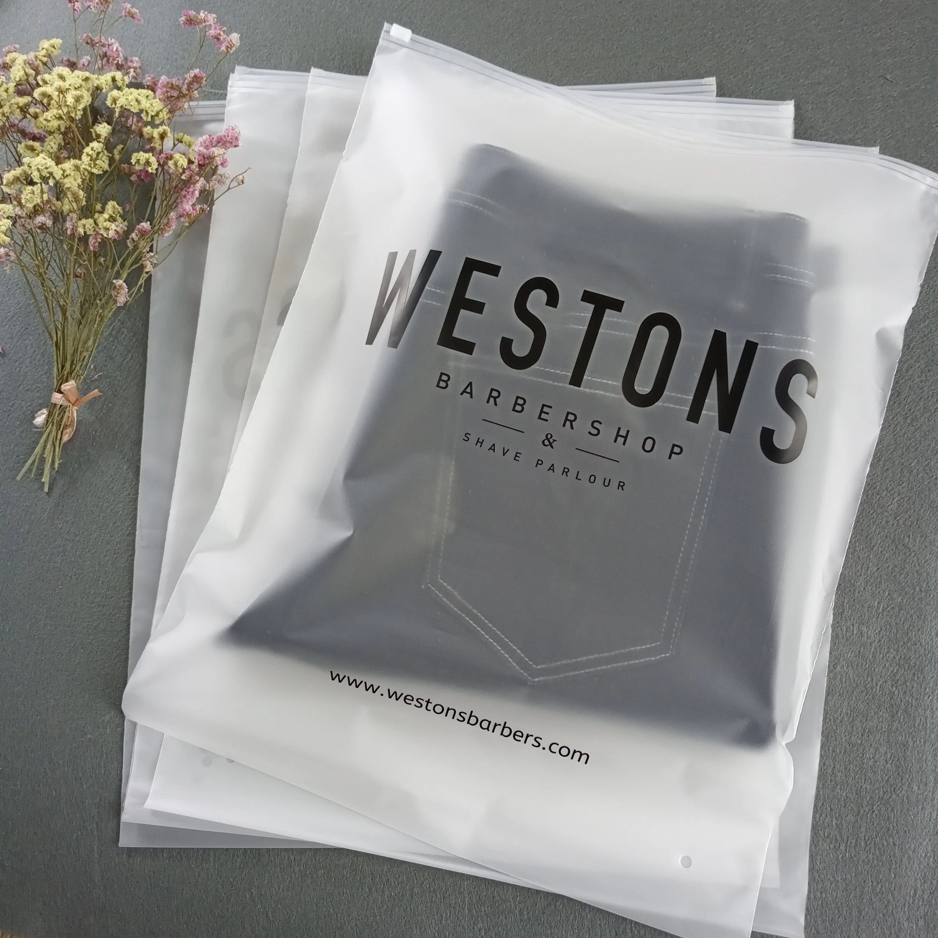 Custom Clear Frosted Opaque Sliding Zip Lock Plastic Bag