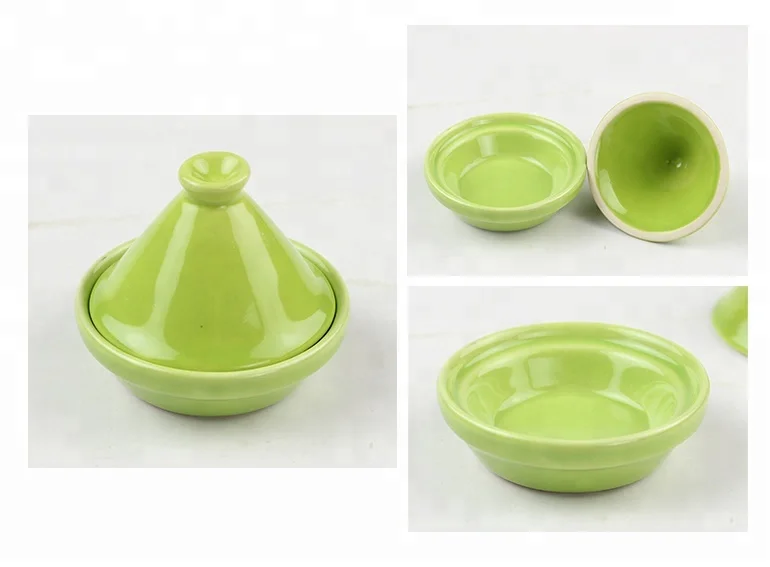 2 Inch Green Ceramic Tajine Kitchen Casserole Moroccan Mini Tajines