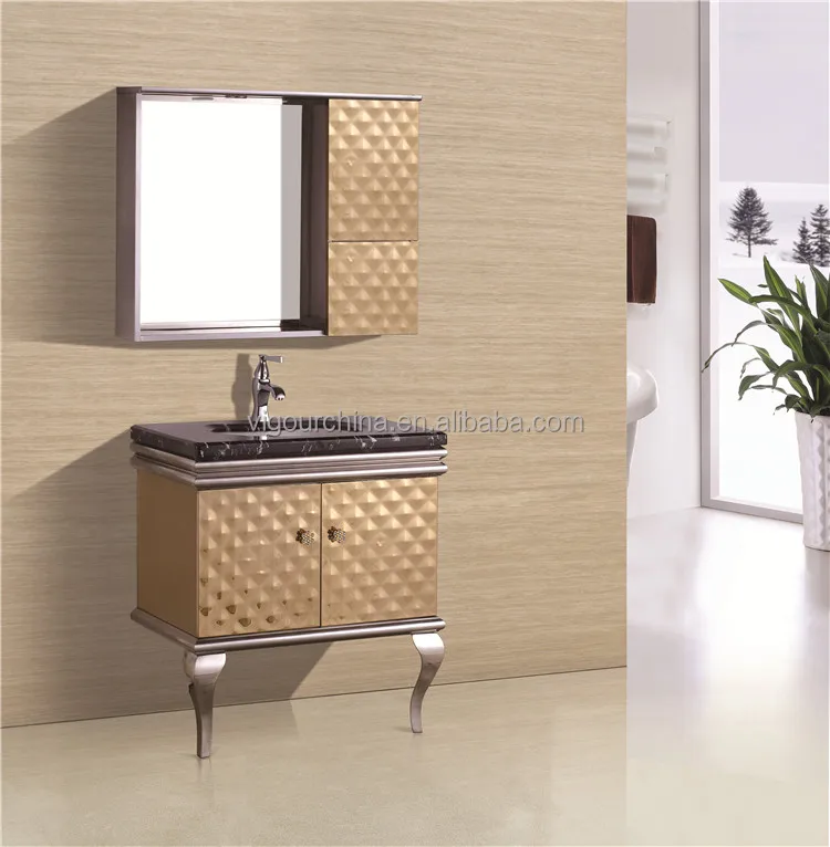 2019 Modern Design Double Sink for Bathroom Vanity #BV-8383 Stainless Steel with Lacquer Finish Door Panel