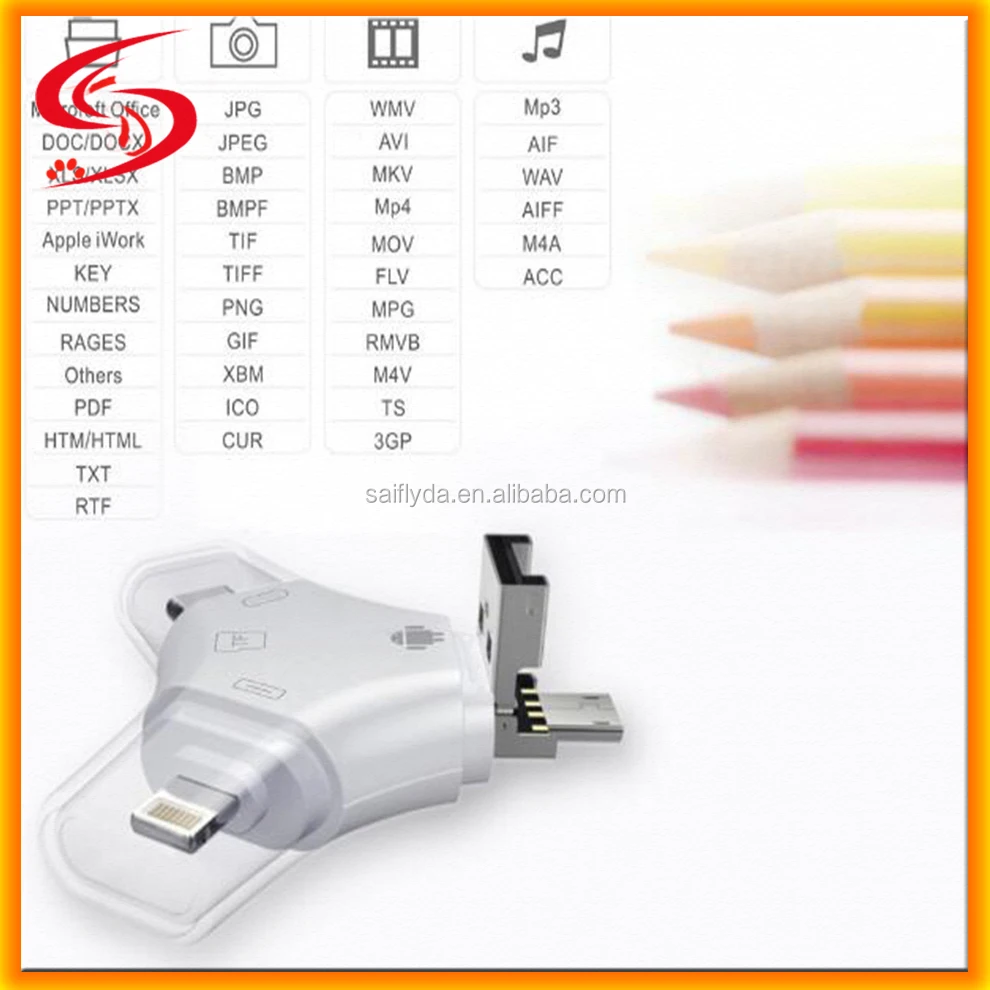 4 в 1 Micro USB Type C PC OTG Устройство для считывания смарт-карт для IOS iPhone Android Samsung