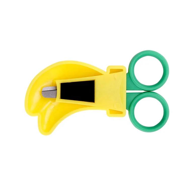 Маленькие симпатичные ножницы в форме фруктов с пластиковой крышкой и магнитом для детей, ножницы из нержавеющей стали