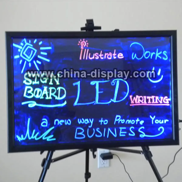 Tableau D'écriture LED Sur Pied - 40x60 Cm, 8 Marqueurs, Télécommande | Menu, Pub, Vitrine, événement