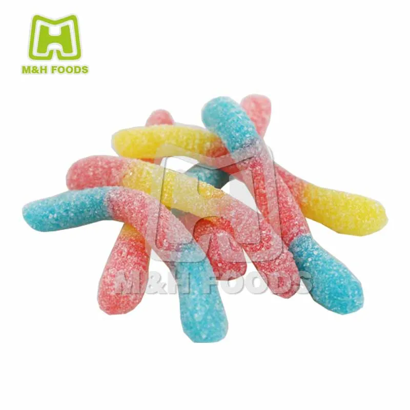 colorful worm shaped gummy soft candy