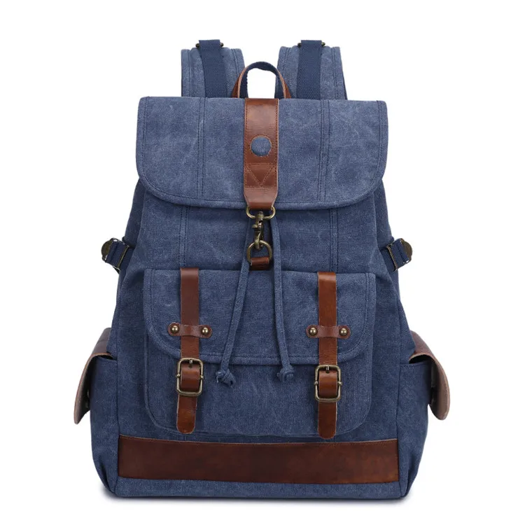 Vintage Style Canvas Waterproof Backpacks For Unisex Simple Casual College Bags