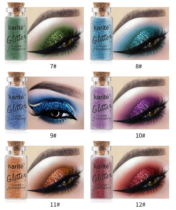 Глаза длительное радужные блестящие макияжа 12 видов цветов водонепроницаемый блеск Свободные Тени для век