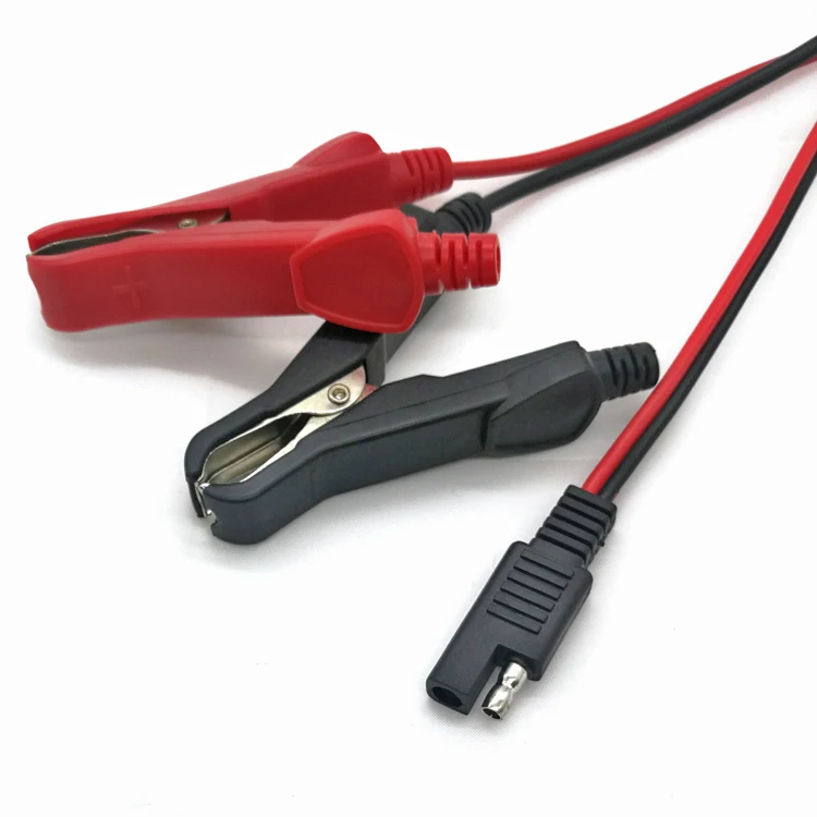 SAE Quick Release Adapter to Red/Black Alligator Clips Extension Charging Cable