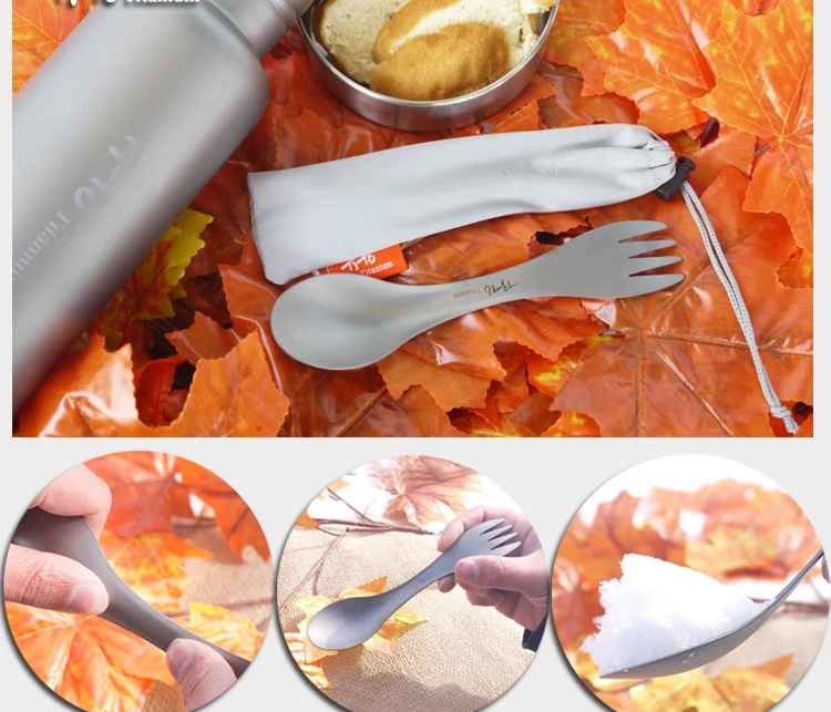 Tito Titanium Spork Outdoor Travel Spoon Fork Flatware Camping Fork Spoon Sports Backpacking