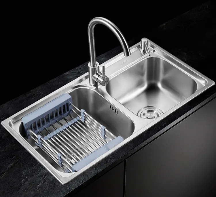 
 Большая кухонная раковина из нержавеющей стали с двойной чашей и сушилкой из Шри-Ланки  