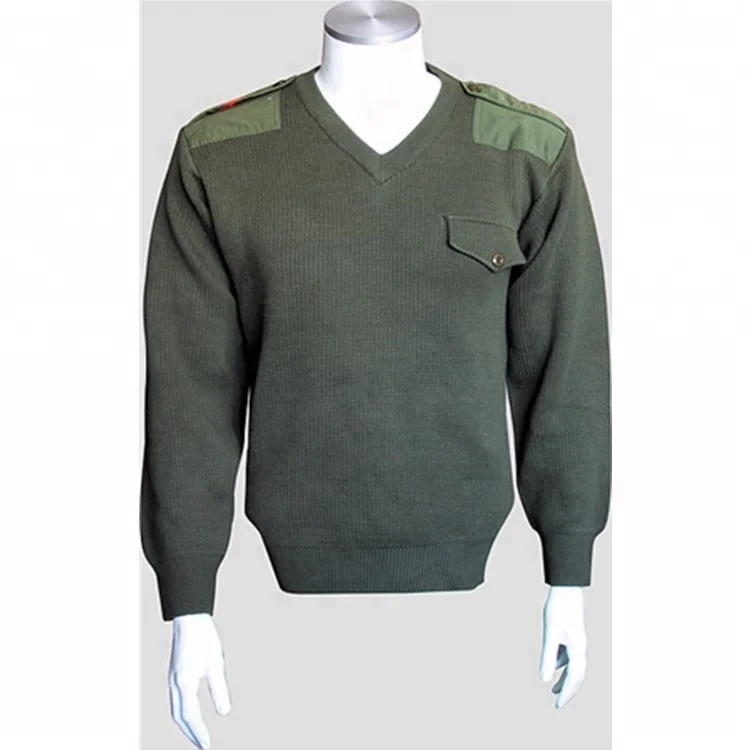 v neck military sweater