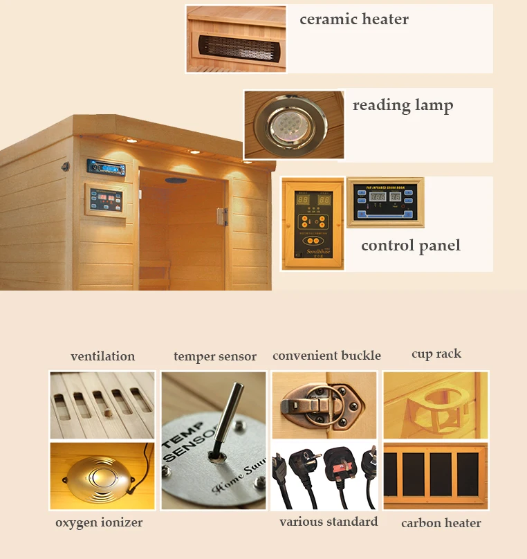 Luxury Far Infrared Sauna Factory Wholesale Traditional Sauna Room for 2 Person